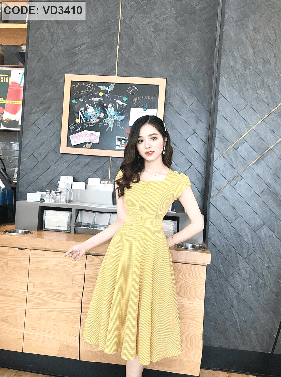 Đầm caro cổ vuông tay bồng sọc kẻ, có dây thắt nơ eo, dáng dài tay lỡ siêu  đẹp | Shopee Việt Nam