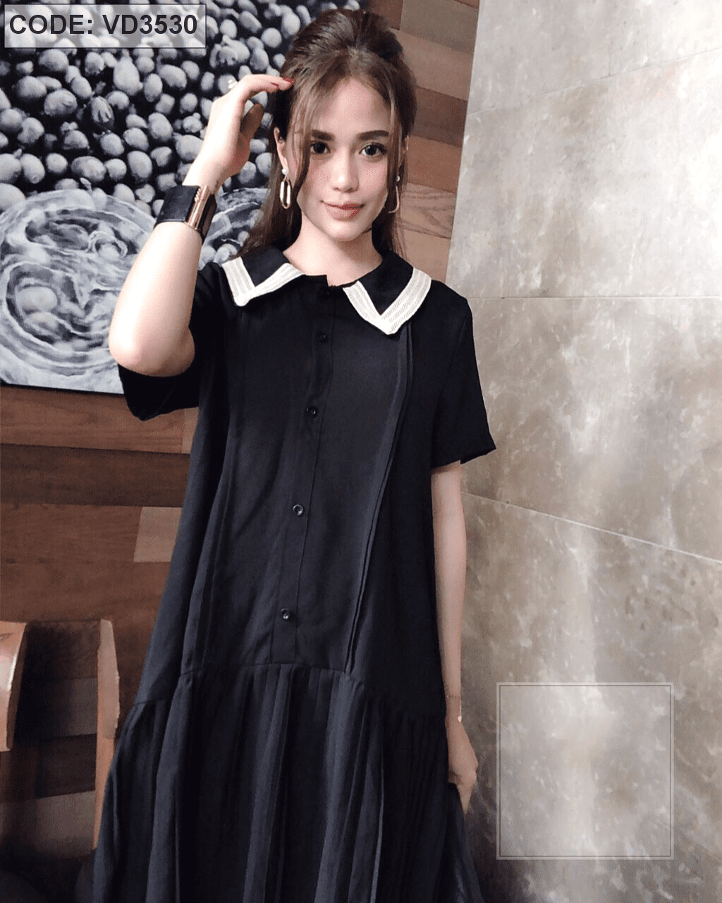 Monica Dress - Váy ngắn cổ Peter Pan đính đá thủ công | TOCHIE