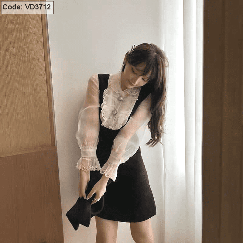 Quần váy đen yếm trắng phi - Trang phục biểu diễn Hoa Mai