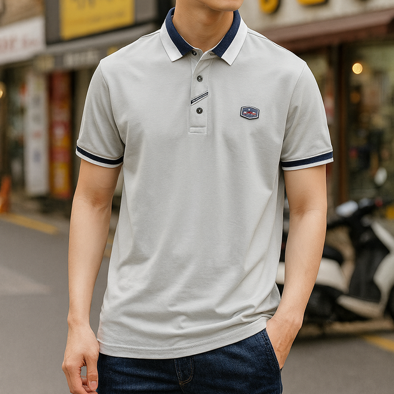 Áo Thun Nam Tay Ngắn Cổ Bẻ Viển Bo Áo Thun Nam Tay Ngắn Cổ Bẻ Viển Bo