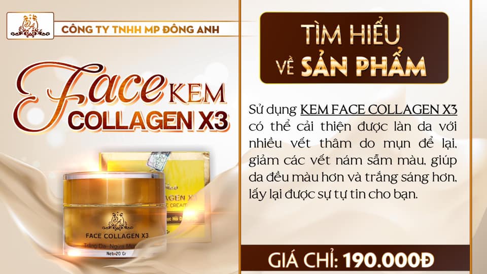 Sỉ kem FACE COLLAGEN X3 mỹ phẩm Đông Anh