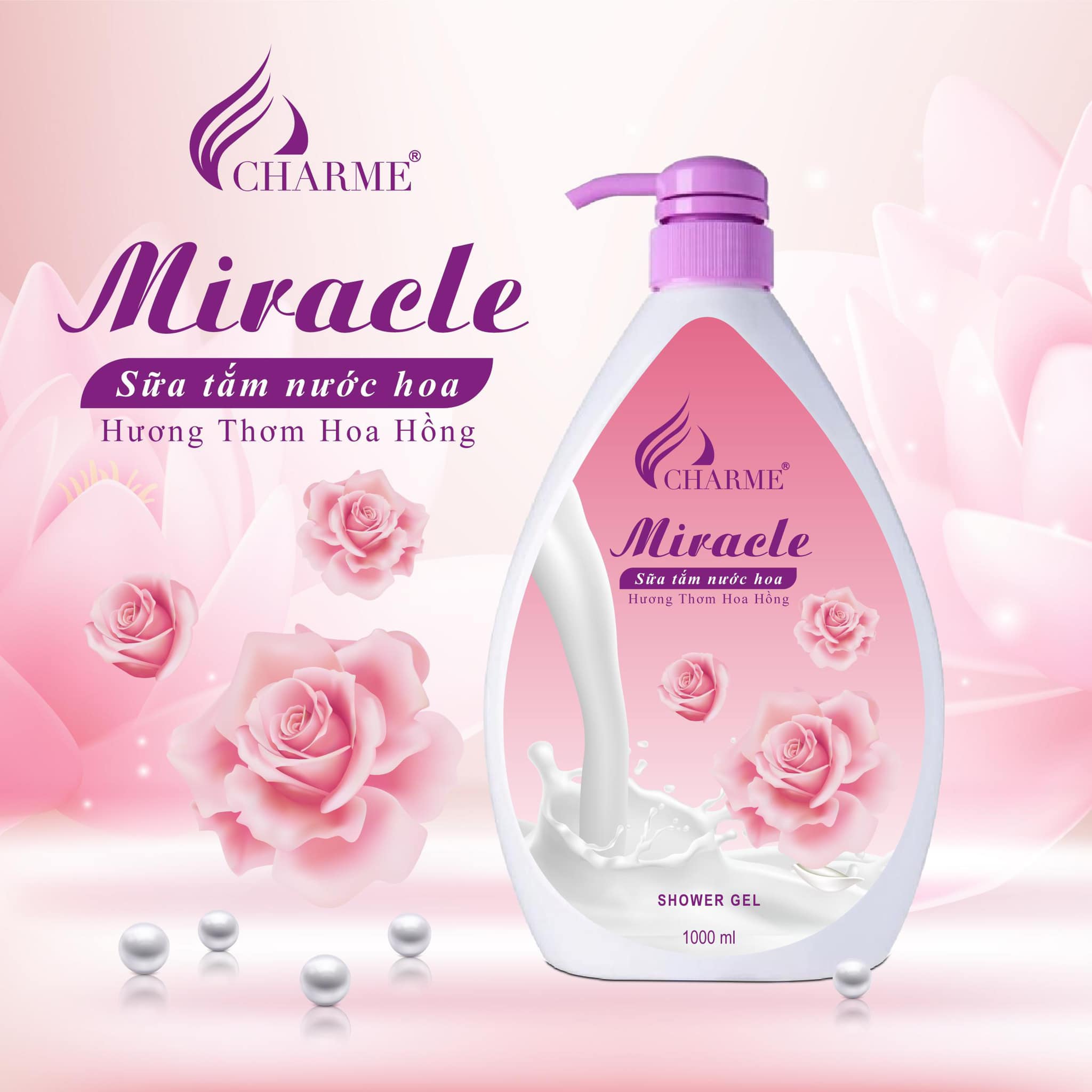 Sữa tắm nước hoa Charme Miracle 1000ml cho nữ chính hãng