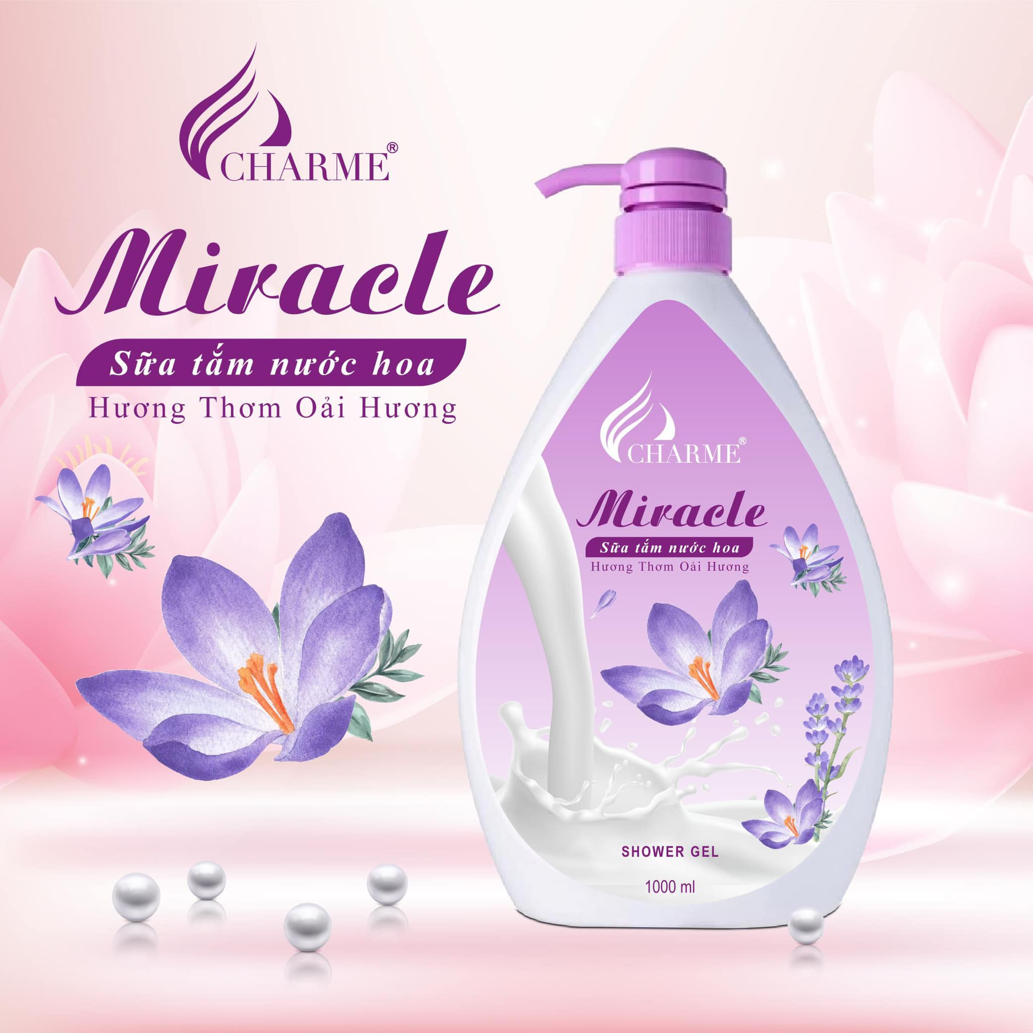 Sữa tắm nước hoa Charme Miracle 1000ml cho nữ chính hãng