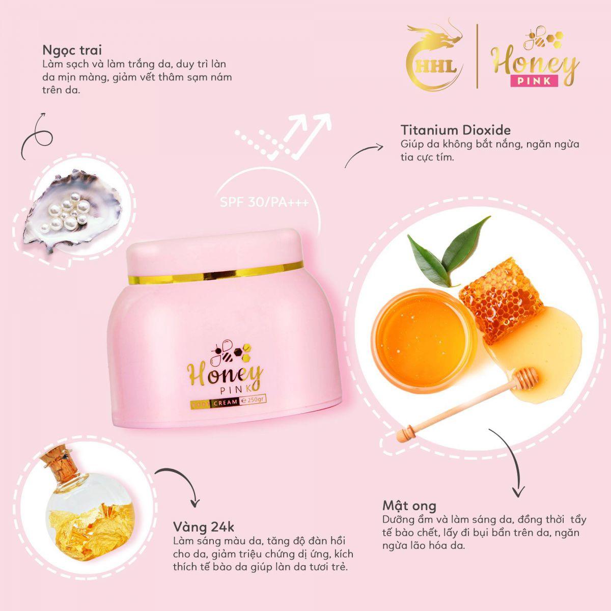 Kem body Honey Pink sợi mật ong dát vàng 24k