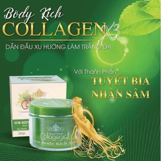 Kem Body Kích Trắng Collagen X3 Màu Xanh