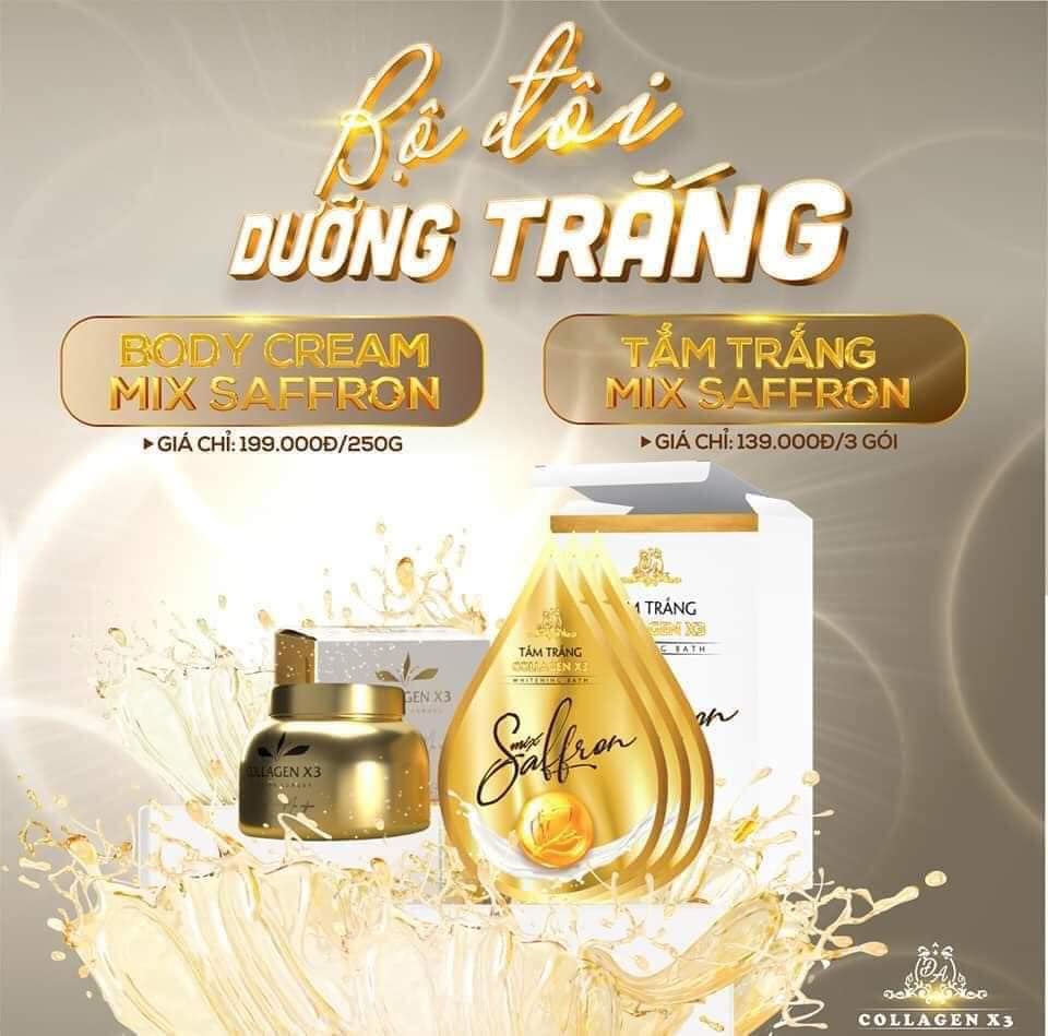 Tắm trắng Collagen X3 Luxury Mix Saffron chính hãng Mỹ Phẩm Đông Anh