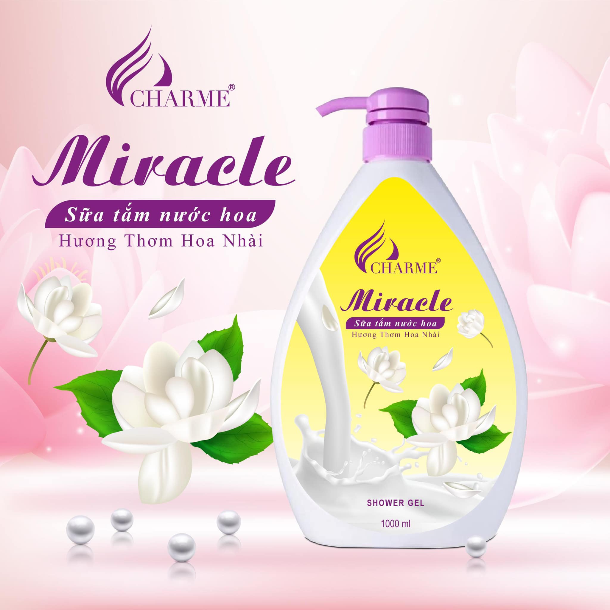 Sữa tắm nước hoa Charme Miracle 1000ml hương hoa nhài