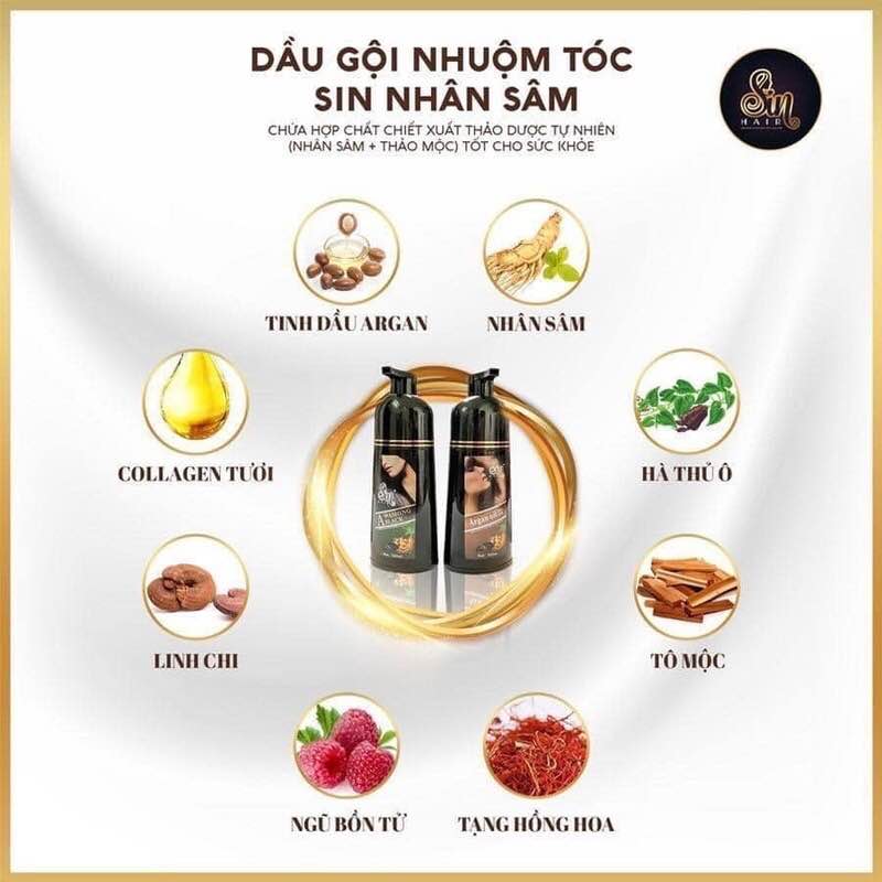 Dầu gội phủ tóc bạc nhân sâm Sin Hair