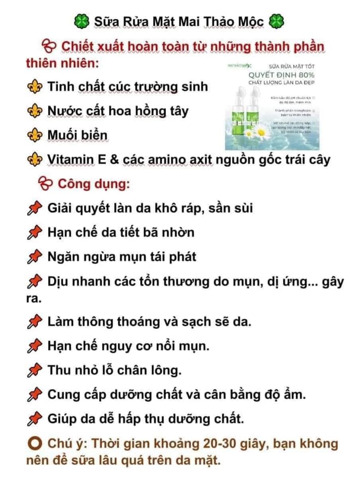 Combo sữa rữa mặt Mai thảo mộc và DR Mai diệt mụn