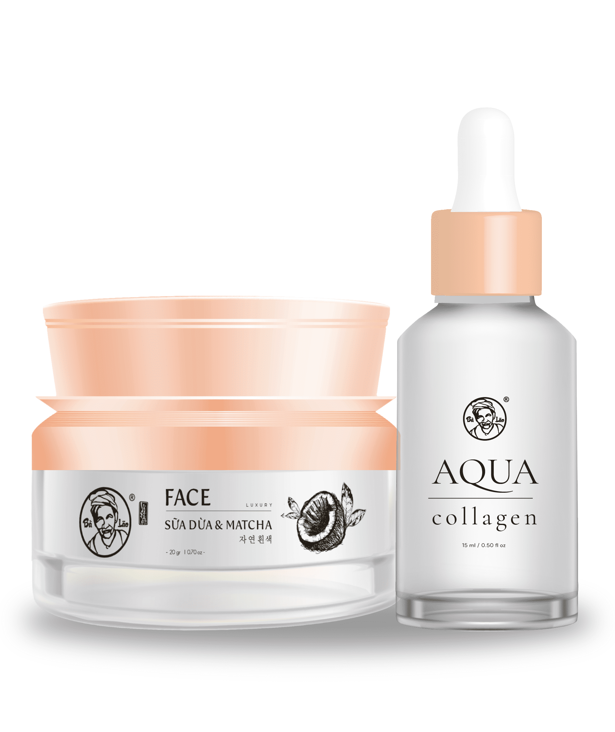 Combo kem face sữa dừa bà lão kết hợp Aqua collagen