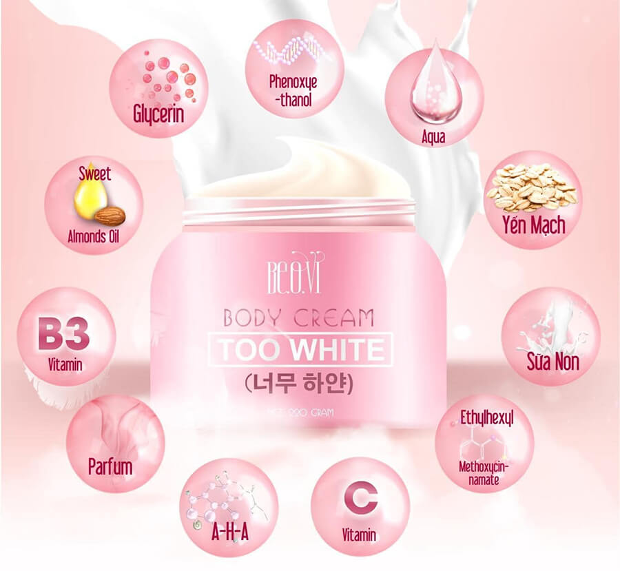 Kem trắng da body BE.O.VI chính hãng công ty Too White