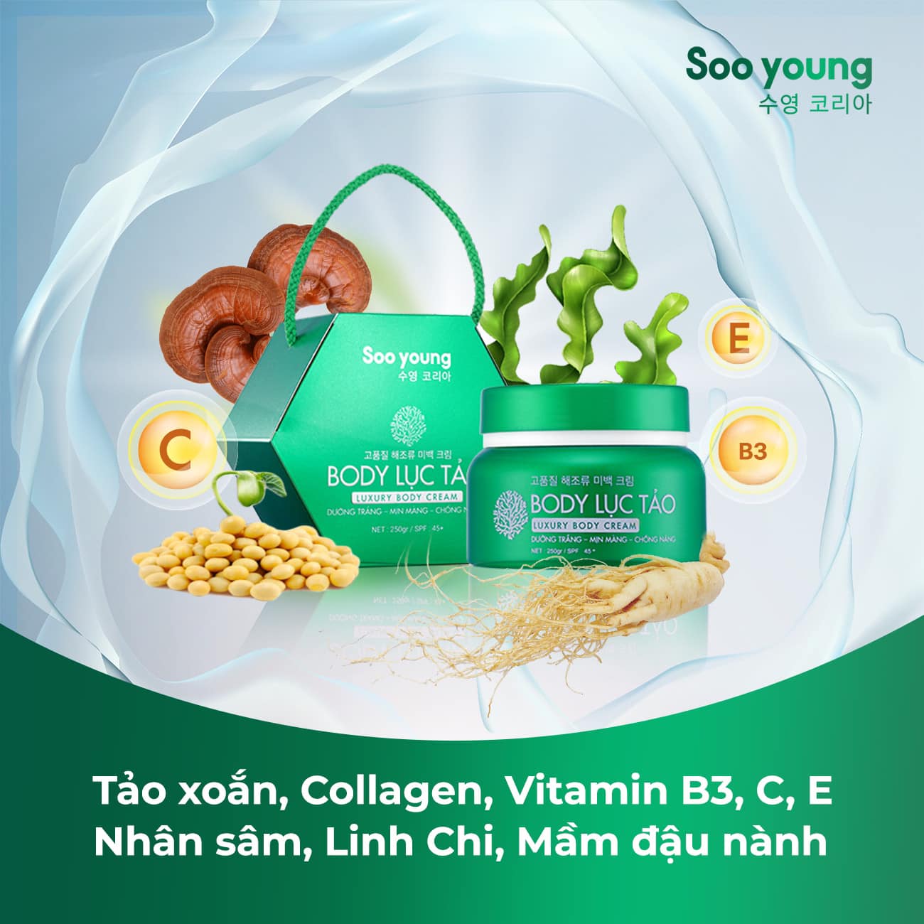 Kem body lục tảo Soo Young và bảng thành phần đỉnh cao