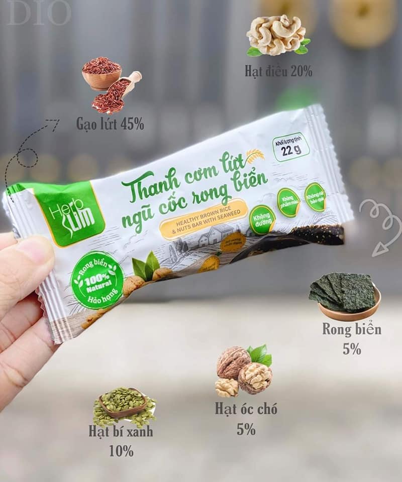 Thanh cơm lứt ngũ cốc Herbslim - giòn tan - ít calo không sợ béo