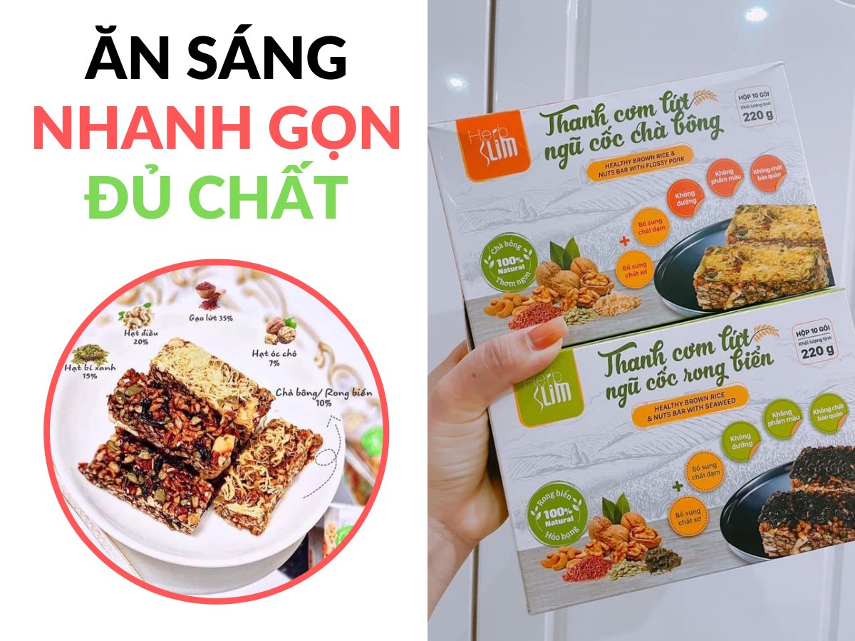 Thanh cơm lứt ngũ cốc Herbslim - giòn tan - ít calo không sợ béo