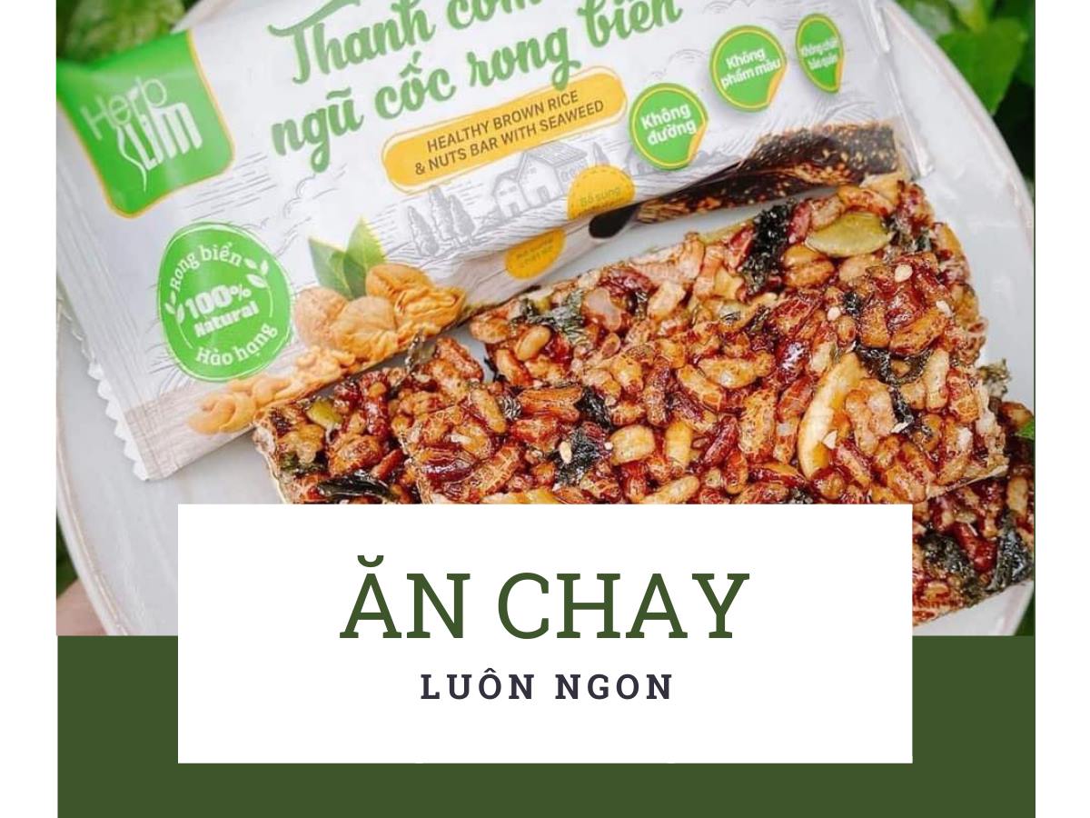 Thanh cơm lứt ngũ cốc rong biển Herbslim dinh dưỡng cho người ăn chay trường