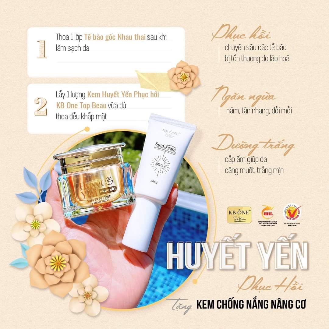 Kem Face Huyết Yến Phục Hồi Da Siêu Đỉnh Từ Nhà Kb One