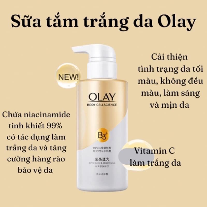 Sở Hữu Làn Da Mịn Trắng Sạch Với Sữa Tắm Trắng Da OLAY B3 Vitamin C Bản Trung