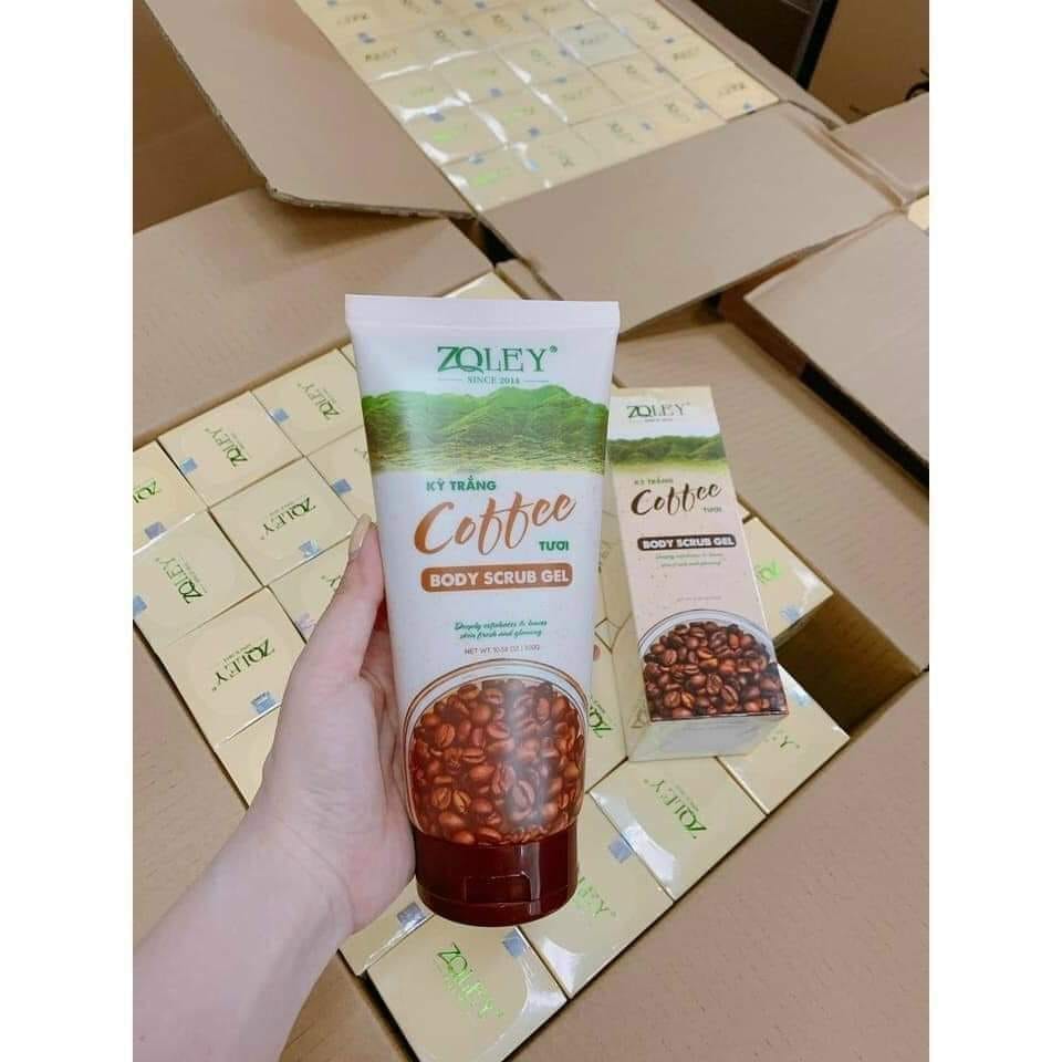 Kỳ trắng body coffee tươi Zoley tắm sạch và mịn da lại còn thơm