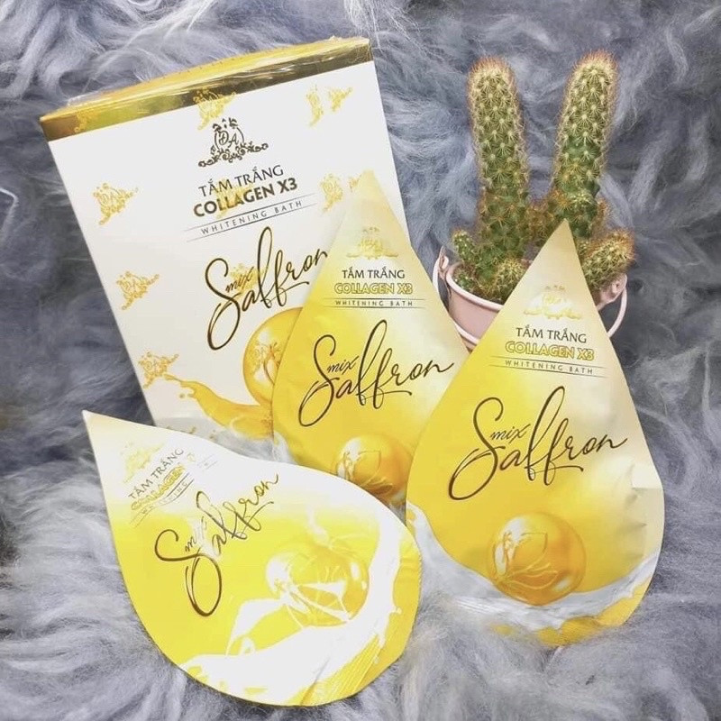 Tắm trắng Collagen X3 Luxury Mix Saffron Đông Anh - Hộp 3 Gói