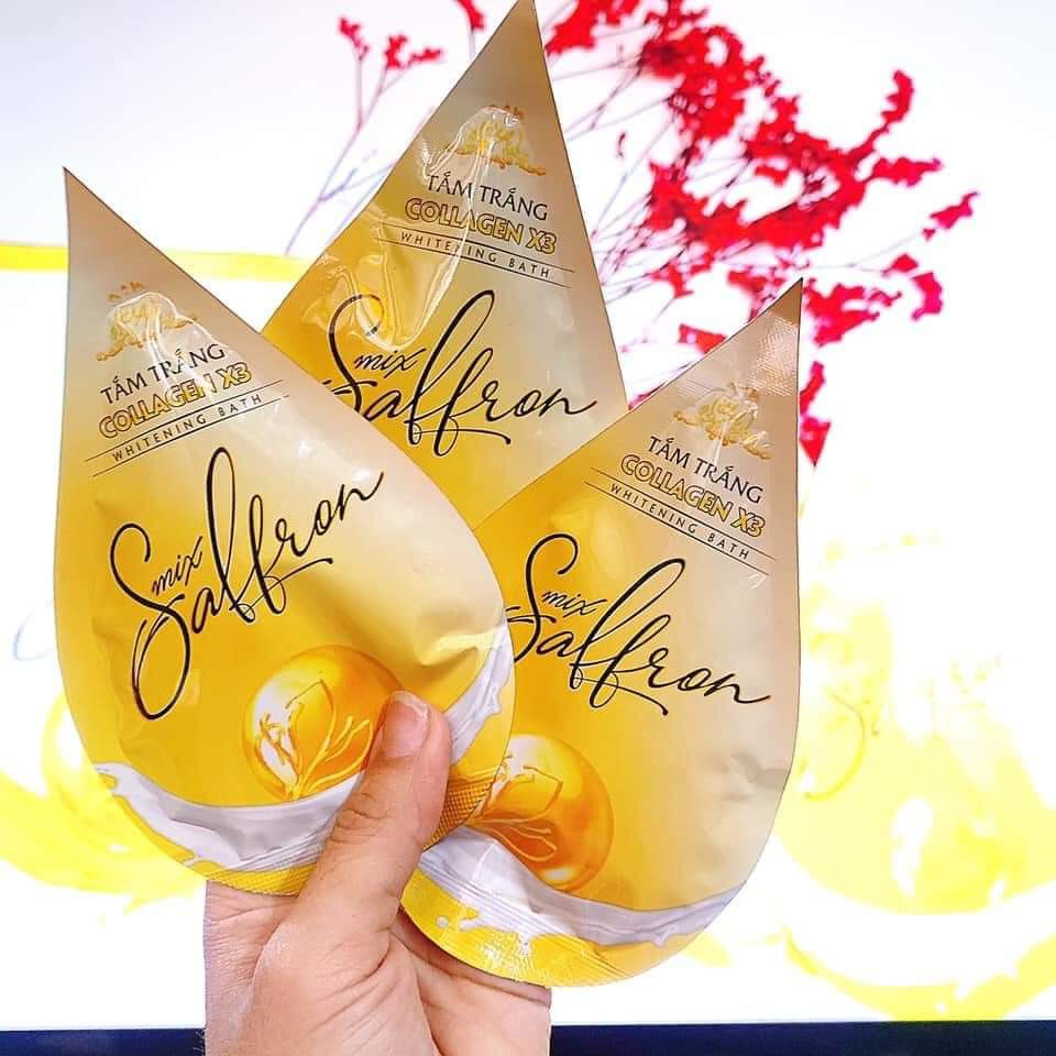 Tắm trắng Collagen X3 Luxury Mix Saffron Đông Anh - Hộp 3 Gói
