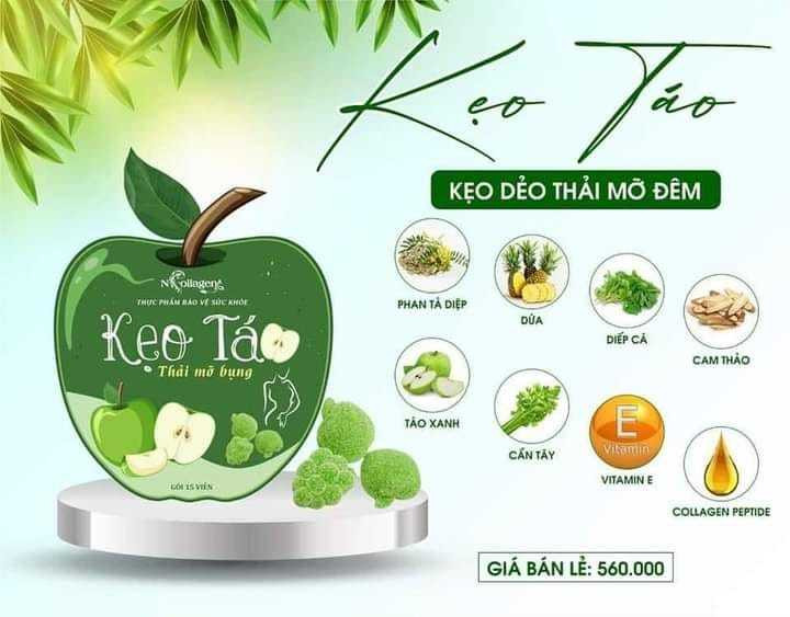 Kẹo Táo Thải Mỡ Bụng N Collagen 15 Viên