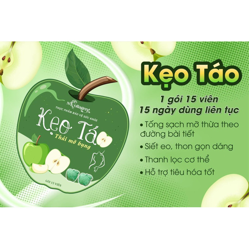 Kẹo Táo Thải Mỡ Bụng N Collagen 15 Viên