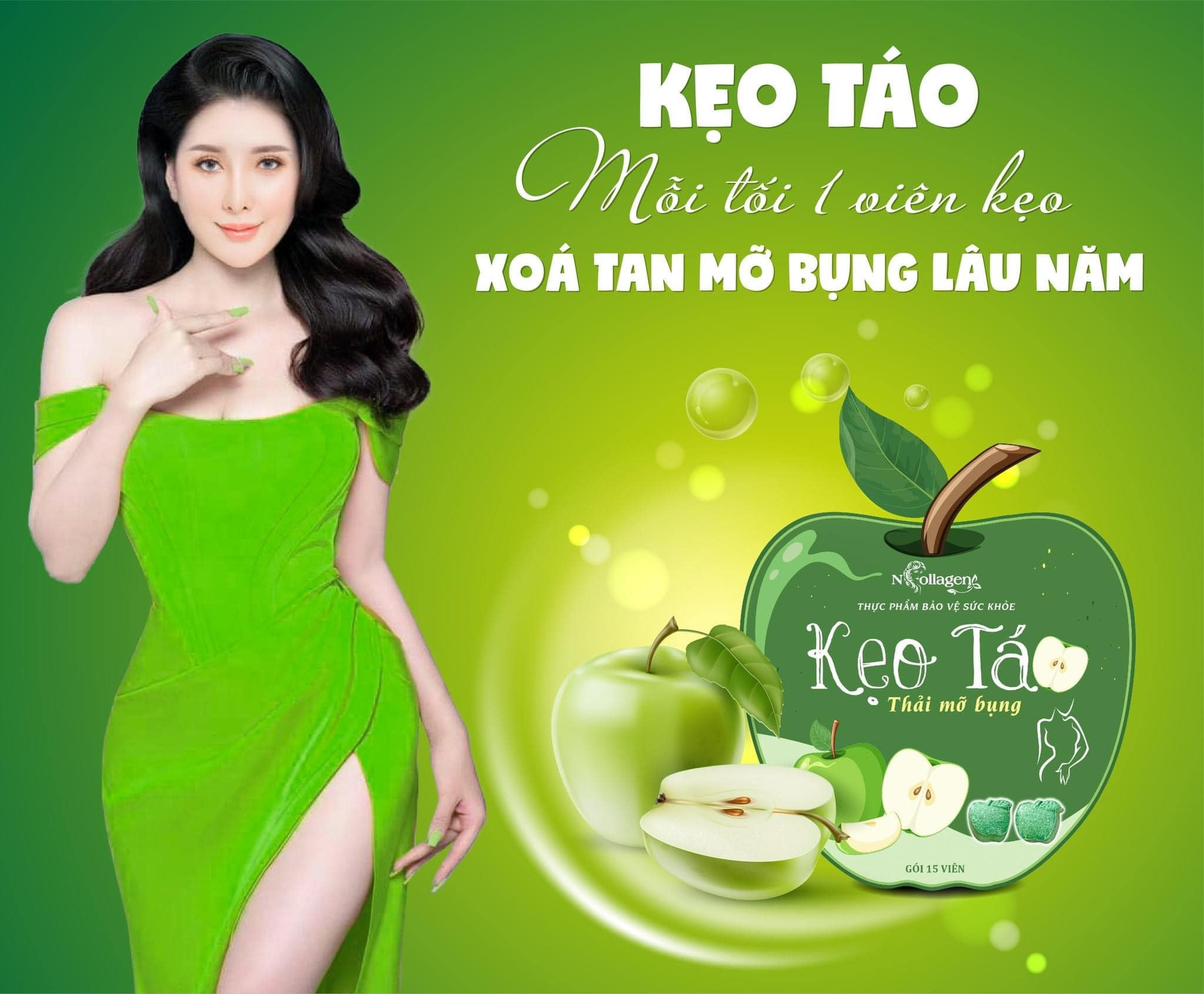 Kẹo Táo Thải Mỡ Bụng N Collagen 15 Viên