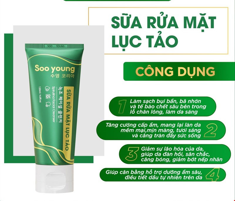 Sữa Rửa Mặt Lục Tảo Soo Yong với Sữa rửa mặt