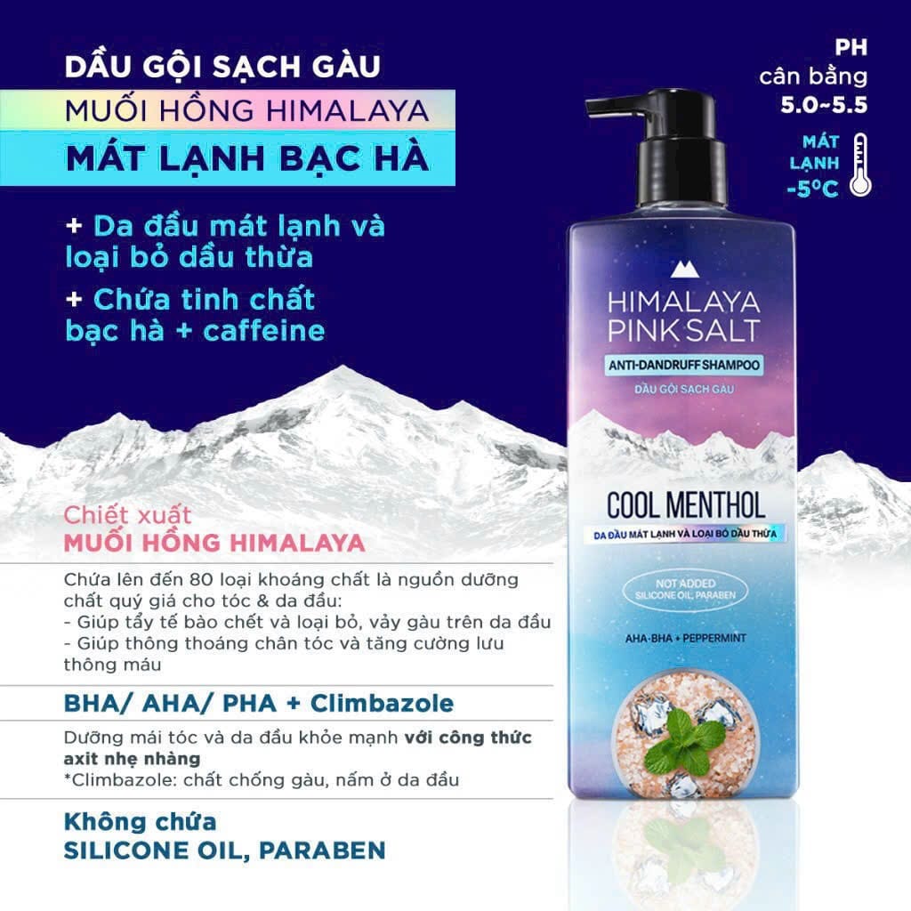 Dầu gội muối hồng HiMaLaya cho mái tóc và da đầu khỏe mạnh hạn chế tình trạng gàu ngứa và nấm da đầu Cho da đầu mát lạnh sảng khoái