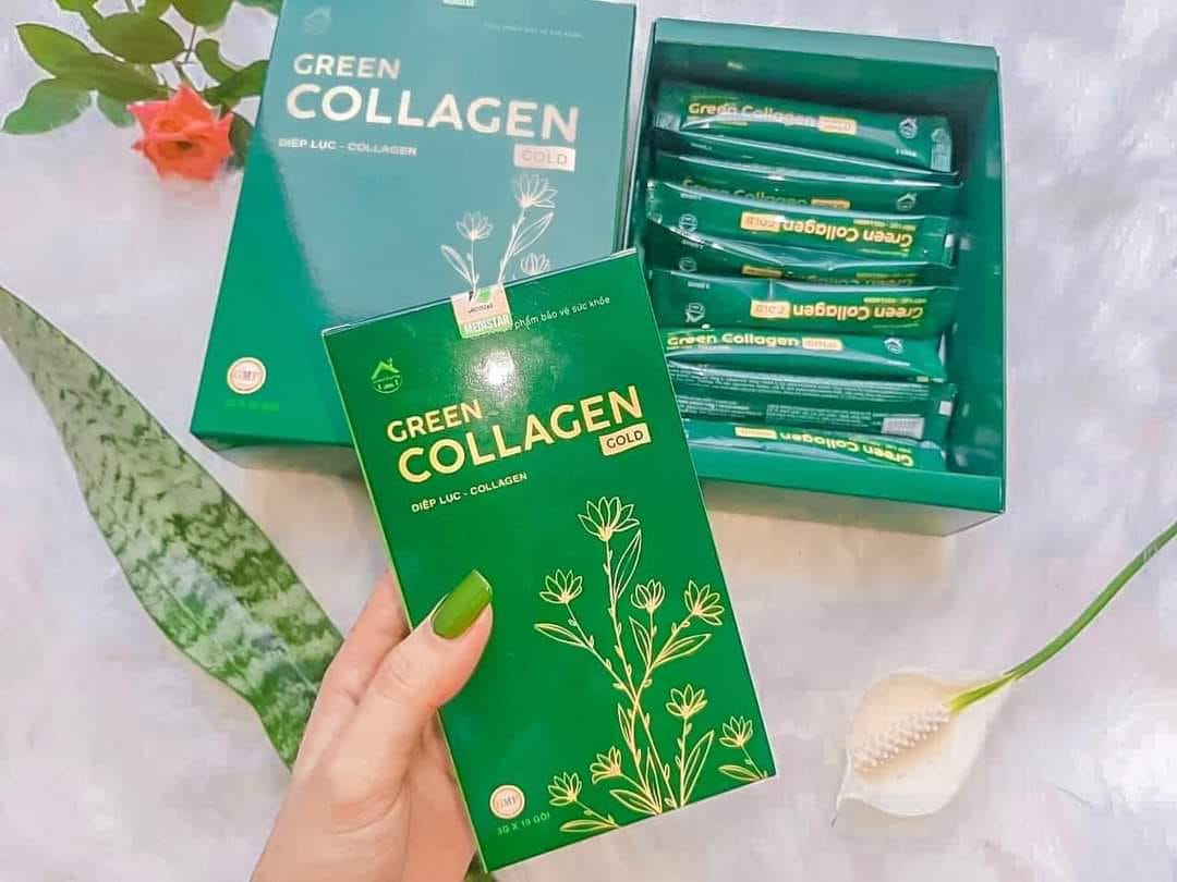 Diệp Lục Collagen Gold Hộp Lớn 30 Gói Green Family