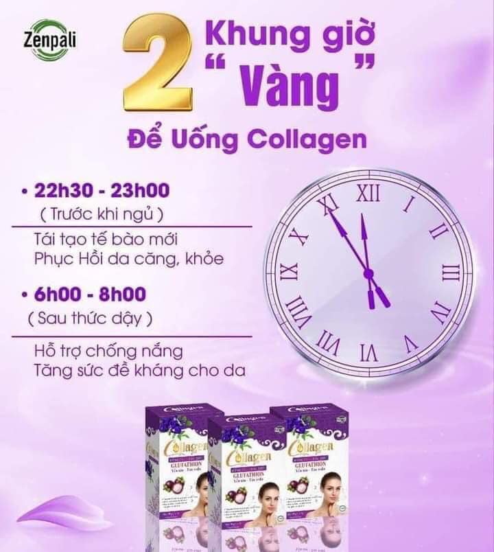 Collagen Măng Cụt Đậu Biếc Zenpali  Cốm Uống Đẹp Da 30 gói