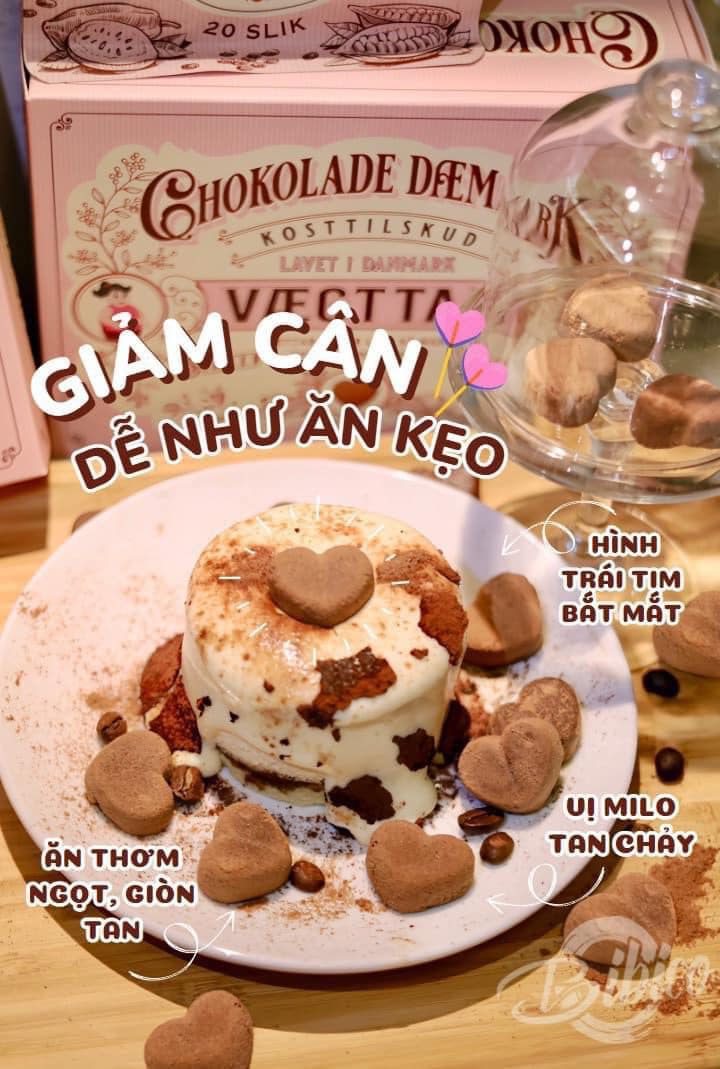 Kẹo Socola Giảm Cân Đan Mạch Chokolade Daemark Vaegttab 40 viên