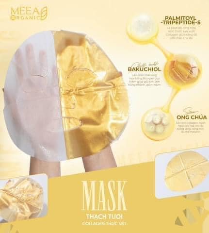 Mặt Nạ Thạch Collagen Meea Organic Màu Vàng Royal Jelly Mask Hộp 5 Miếng