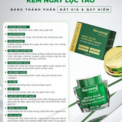 Kem Face Xanh Dưỡng Trắng Da Soo Young Mini Green Algae Whitening Cream