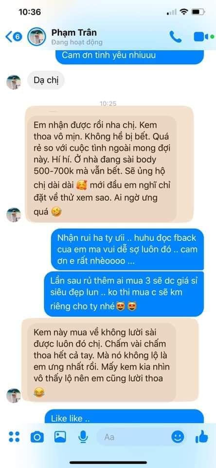 Feedback khách hàng dùng kem body Lux