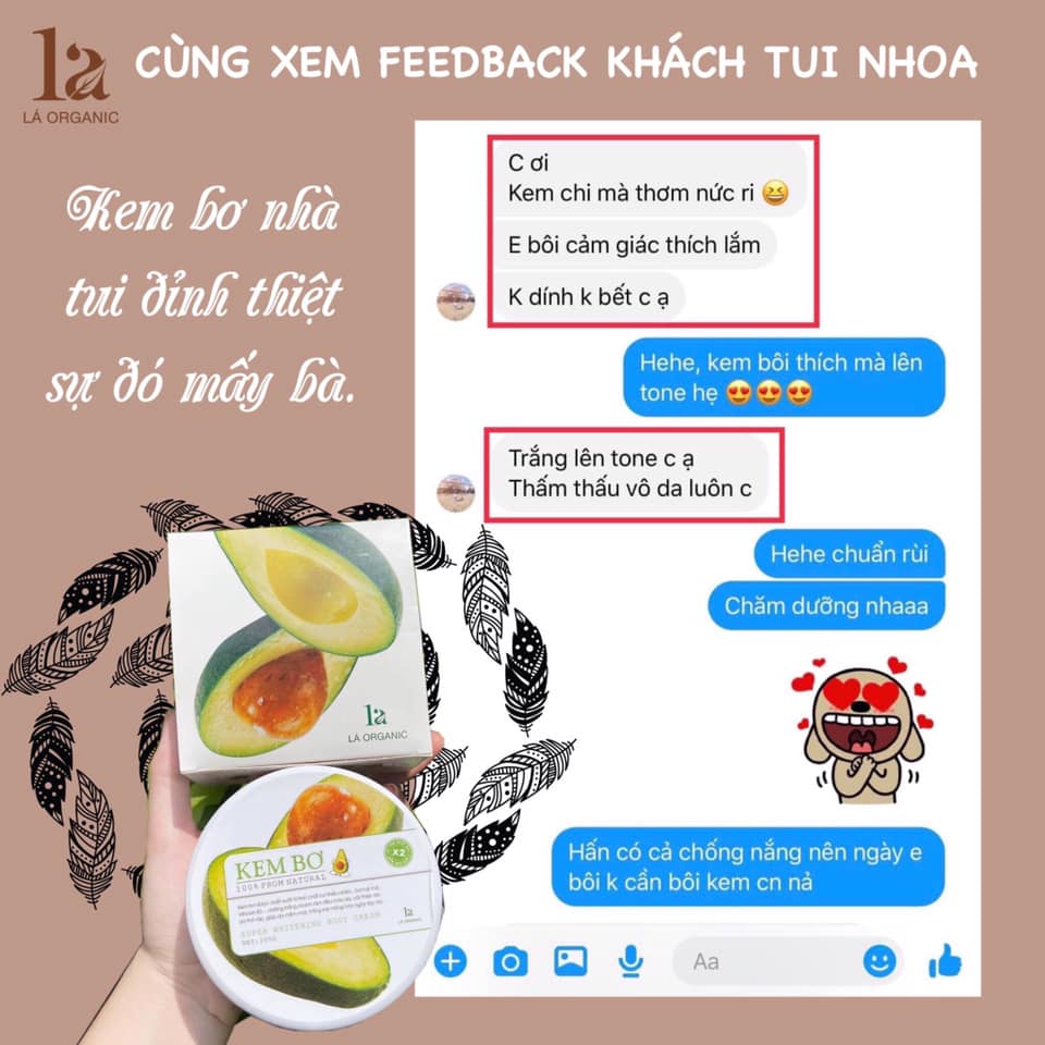 Feedback khách sử dụng kem body Bơ