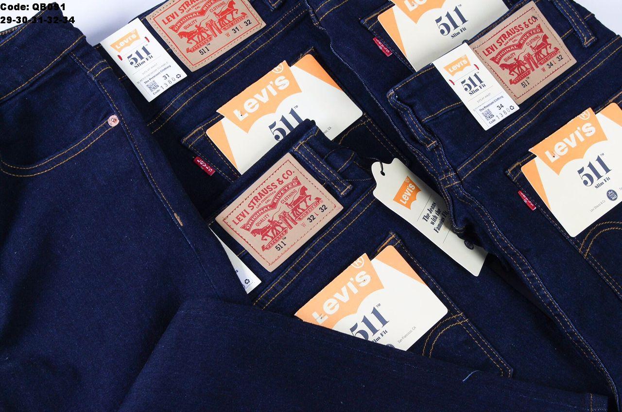 Quần jeans dài nam màu xanh đen viền chỉ vàng Quần jeans dài nam màu xanh đen viền chỉ vàng