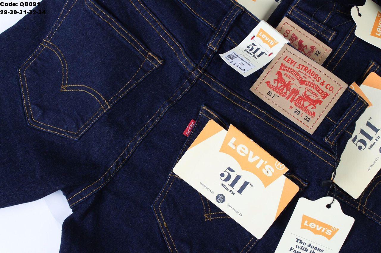 Quần jeans dài nam màu xanh đen viền chỉ vàng Quần jeans dài nam màu xanh đen viền chỉ vàng