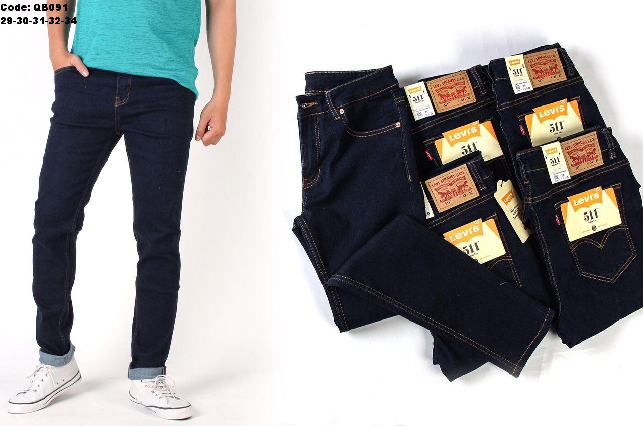 Quần jeans dài nam màu xanh đen viền chỉ vàng Quần jeans dài nam màu xanh đen viền chỉ vàng