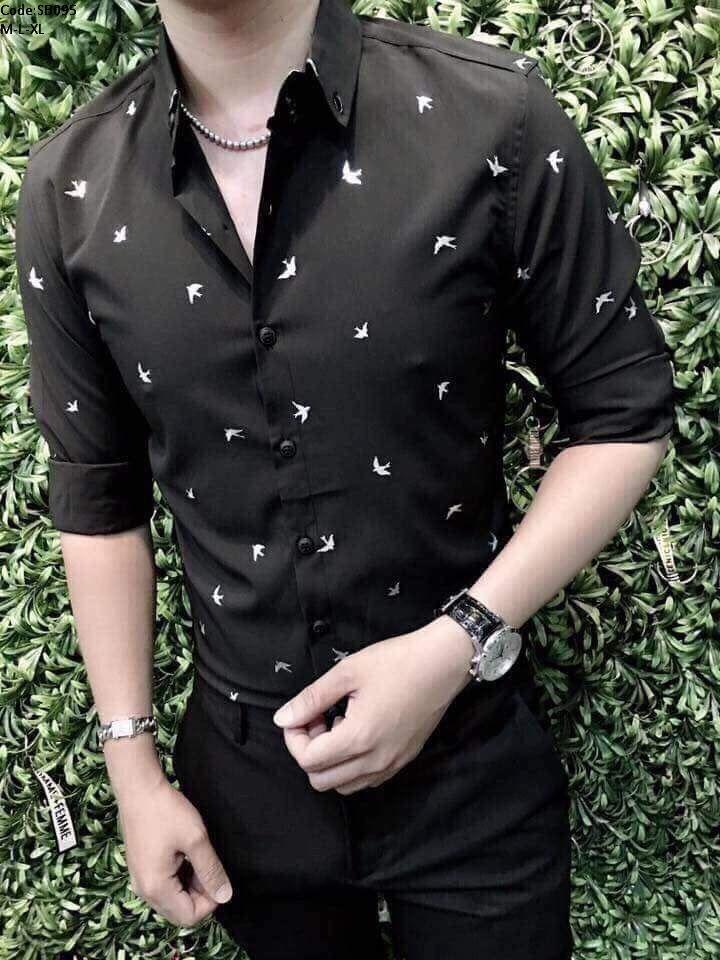 Sơ mi nam hàn quốc in hình én Sơ mi nam hàn quốc in hình én